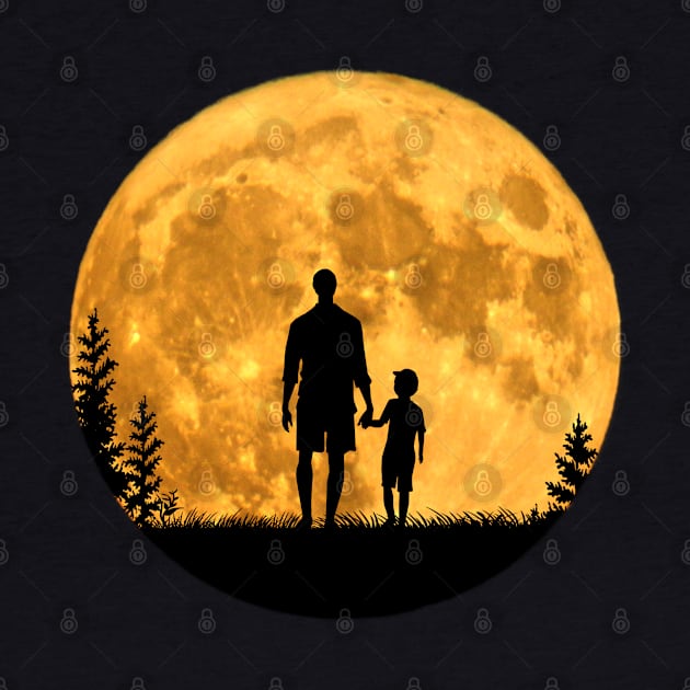 Moon dad father and son at full moon night by BurunduXX-Factory
